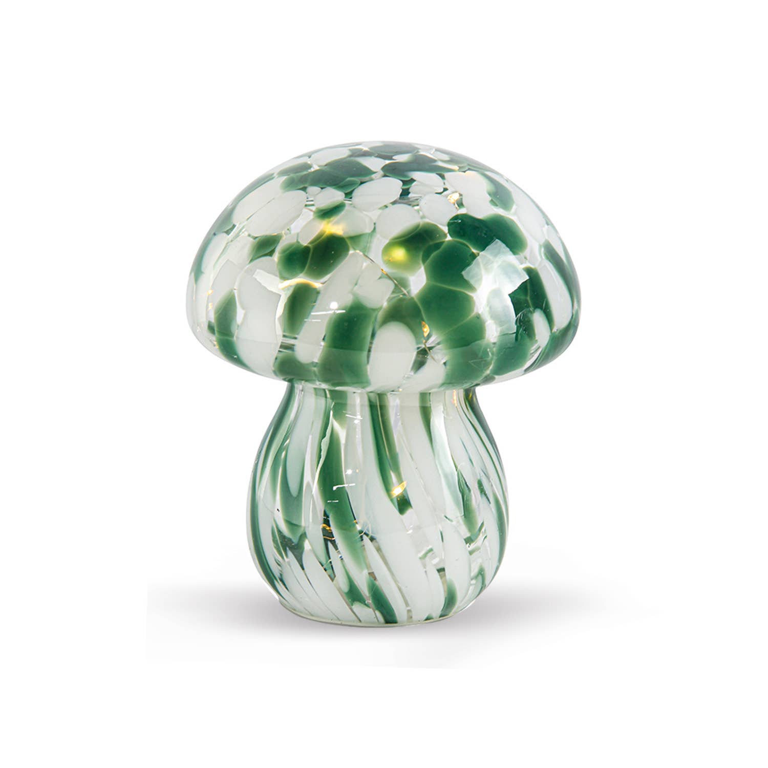 Opjet Paris - Wholesale Decorative Tabletop Object - Green spotted mushroom LED decoration, battery-operated, D13.5 H15.5cm0