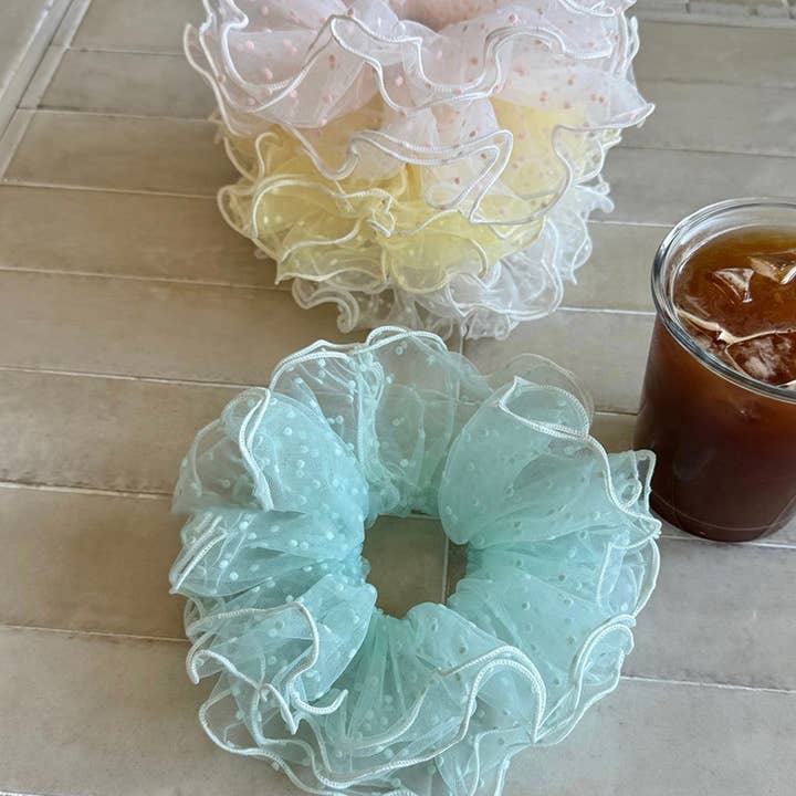 ACCITY - Wholesale Scrunchie - Women's - Ballet Dot Tulle Puffy Scrunchie Hair Tie_CWAHA55106