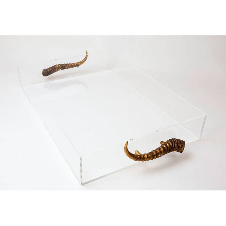 Acrylic Tray with Horn Handles for wholesale by Jamie Dietrich Designs