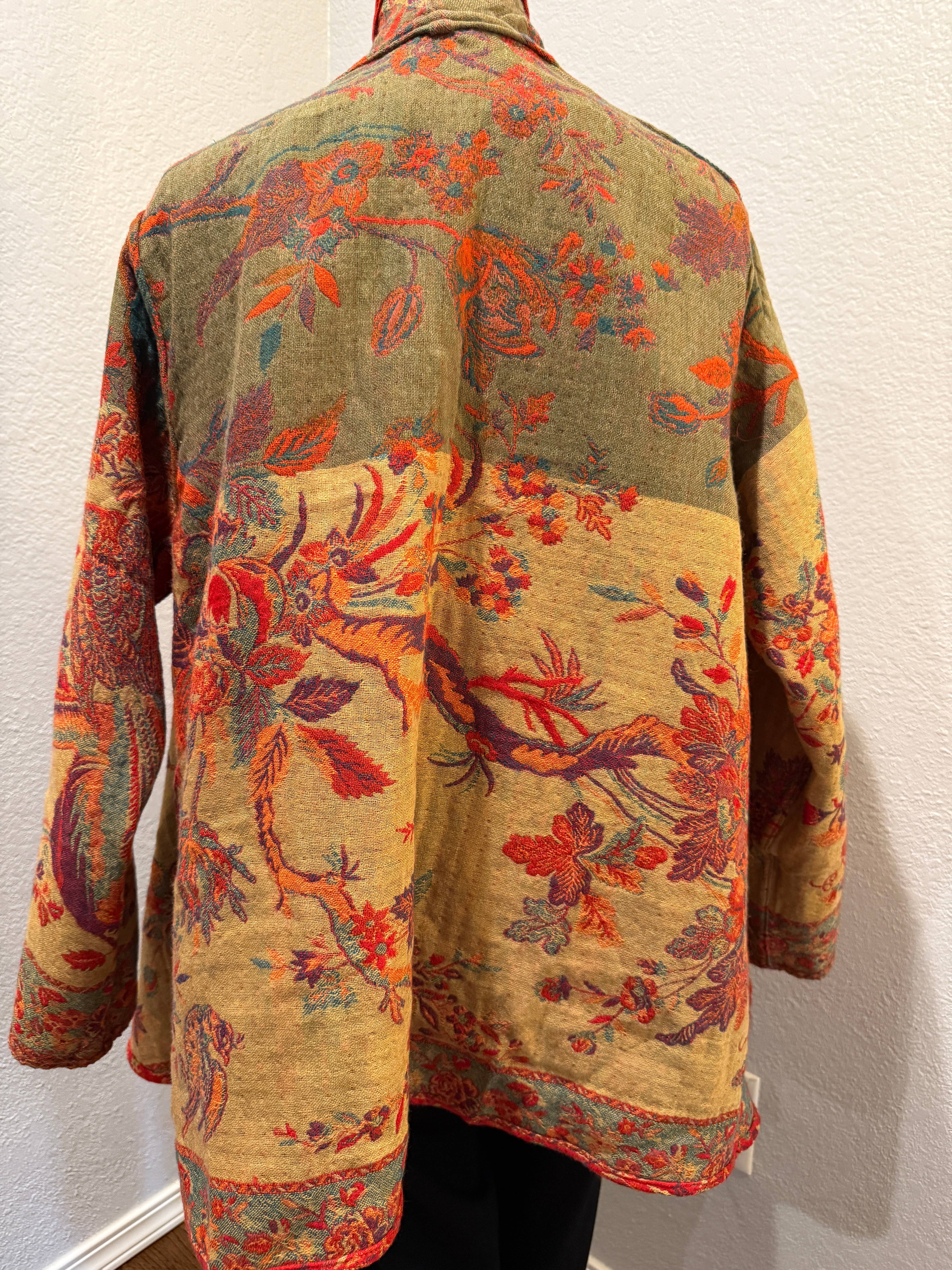 In Style Scarves - Wholesale Jacket - Women's - Reversible Merino Wool Duster Jacket in Tangerine Bird Color6