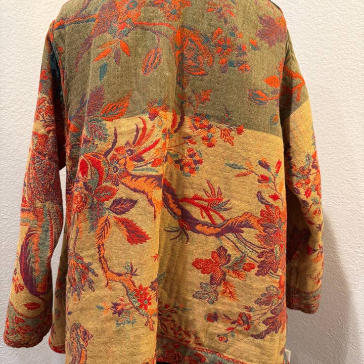 In Style Scarves - Wholesale Jacket - Women's - Reversible Merino Wool Duster Jacket in Tangerine Bird Color6