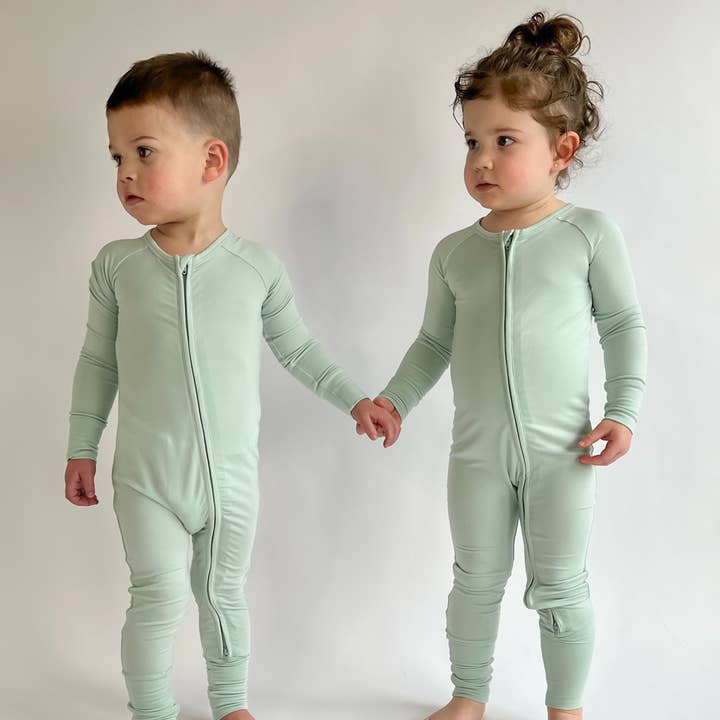 Soft TENCEL Modal Baby Convertible Zippy, Blue Green Solid for wholesale by tiny knot co.