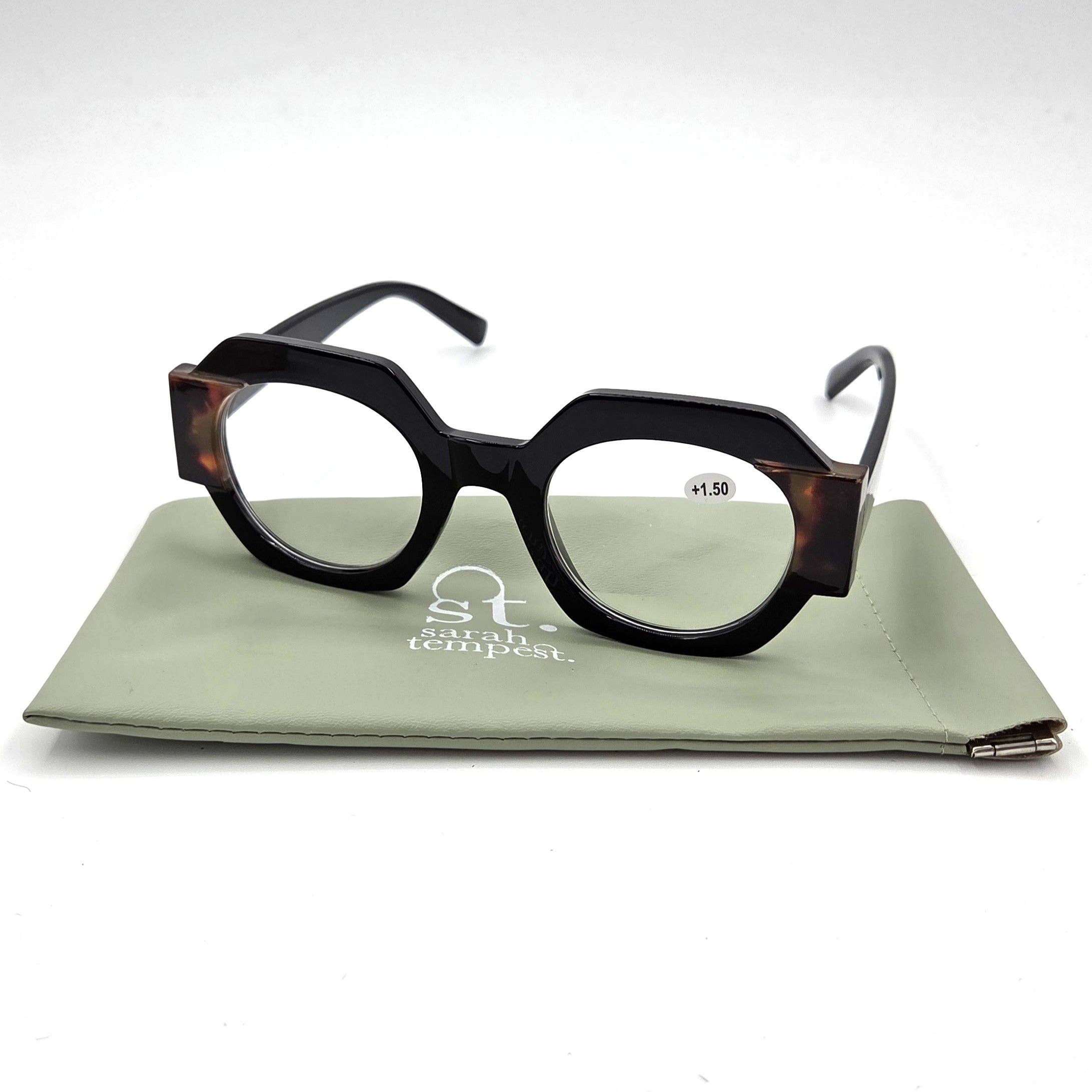 Tempest Designs - Wholesale Eyeglasses - Women's - Thick frame angular glasses with 2 tone side panel0