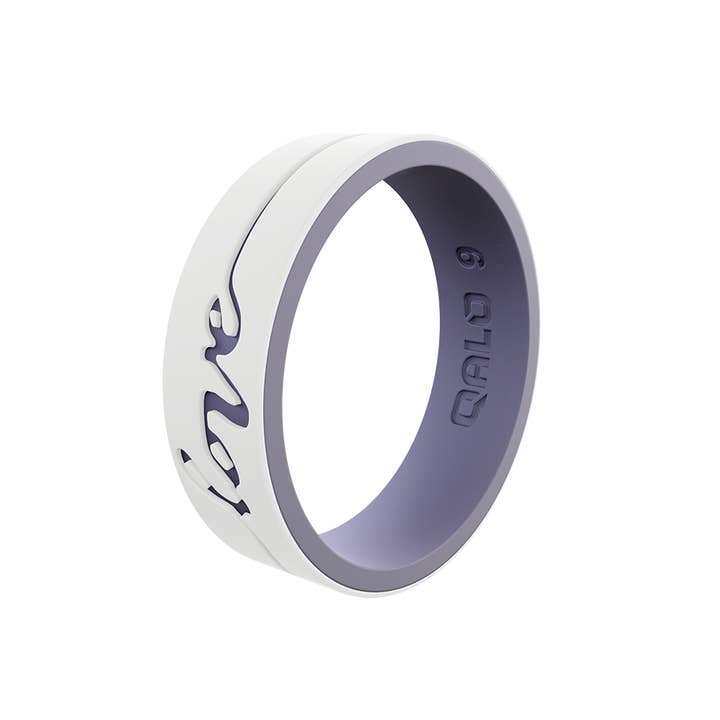 QALO - Wholesale Band/Stacked Ring - White & Lilac Love Strata1