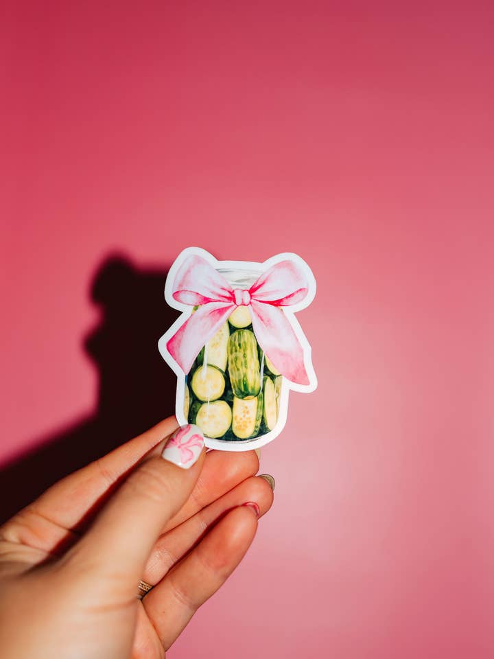 Coquette Pickle Jar Sticker, Just A Girl, Trendy Aesthetic for wholesale by ShopSourSweetener