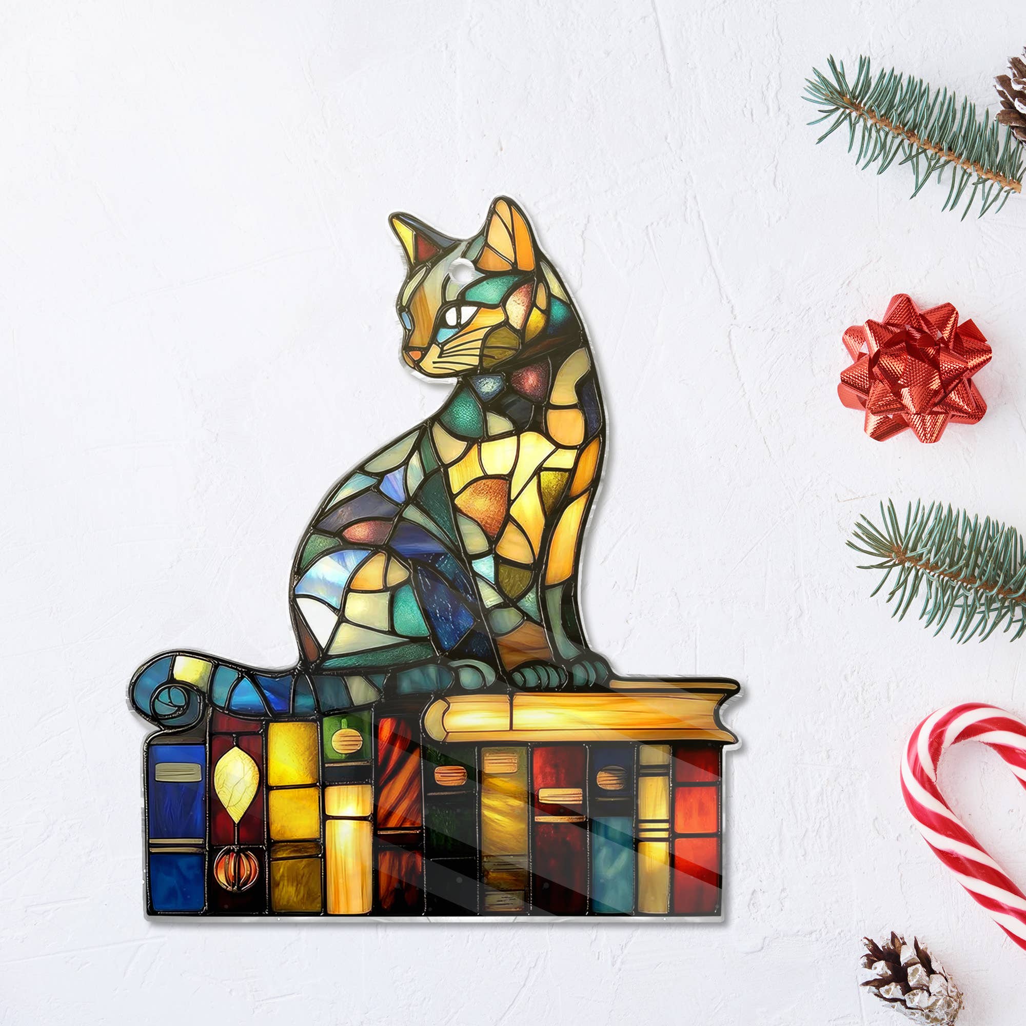 Merchemy - Wholesale Wall Decor - Kids & Baby - Cat And Book ACRYLIC Ornament Reading Cat Window Hanging9