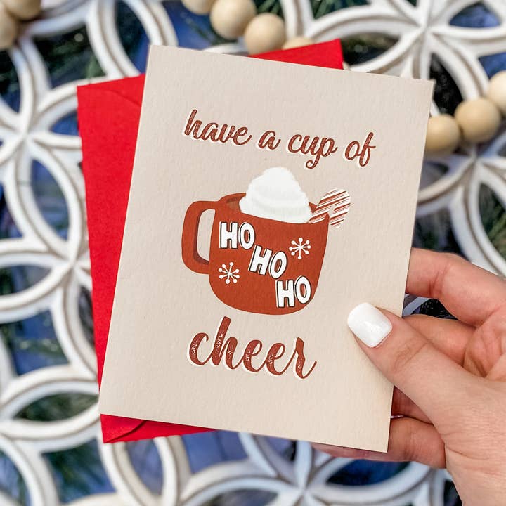 Have a Cup of Cheer Hot Cocoa Christmas Card for wholesale by Allegra Paper Co.