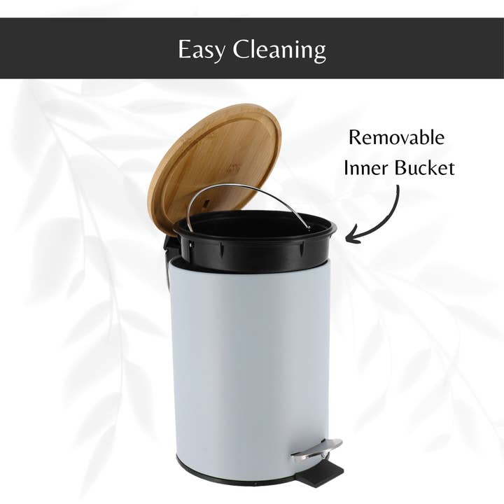 Evideco French Home Goods - Wholesale Bathroom Trashcan - Stylish Trash Can with Bamboo Lid and Pedal, 2.5L Capacity12