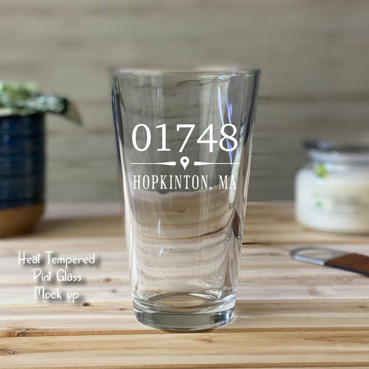 Adirondack Etching LLC - Wholesale Beer Glass/Mug - Your Zip Code - Pint glass1