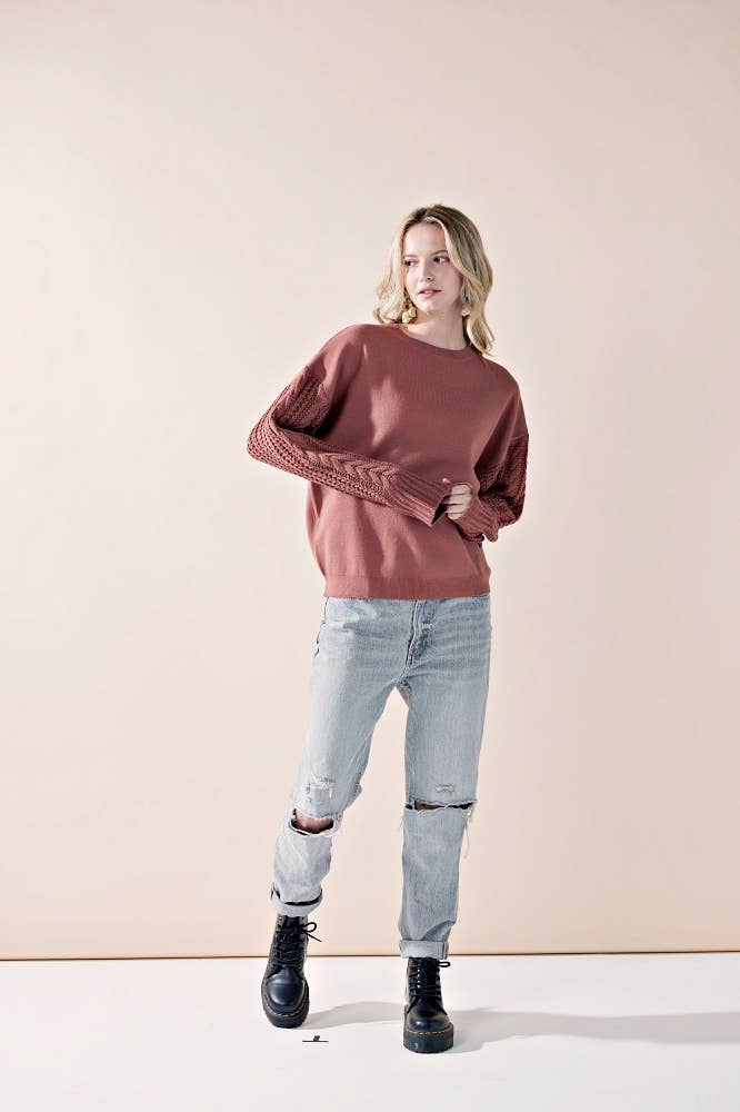 noflik – wholesale Knitted jumper – Women′s – INT1031 Cable Slve Sweater- 6pcs Pack $5.75/unit (72%OFF)2