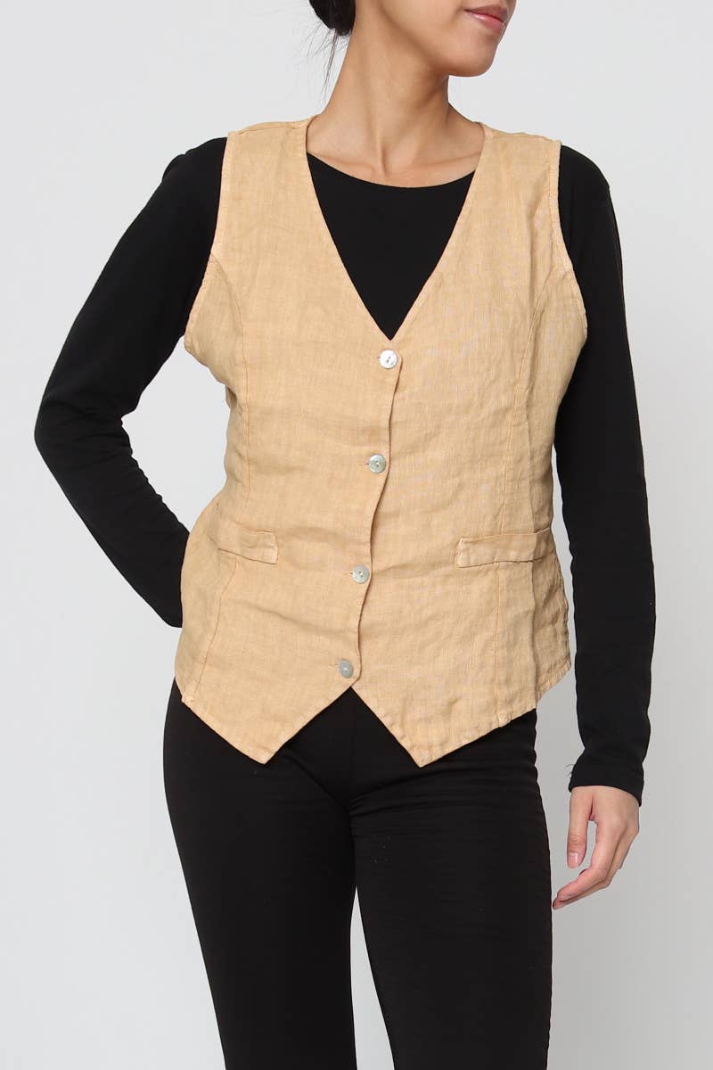 LÉA & LUC - Wholesale Button Down Shirt - Women's - Sleeveless shirt in 100% Linen REF. 51469