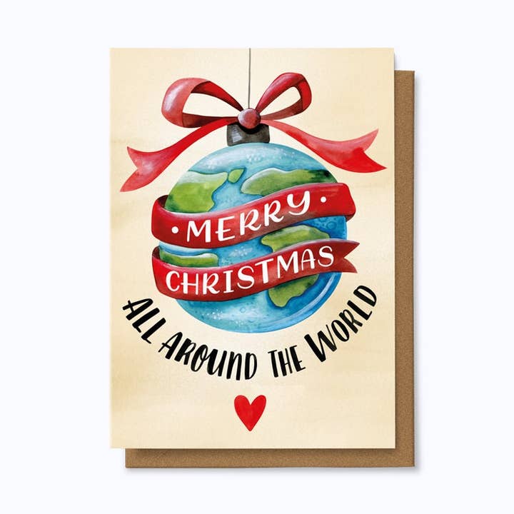 Merry Christmas All Around The World Card 4X6 for wholesale by Chaukiss