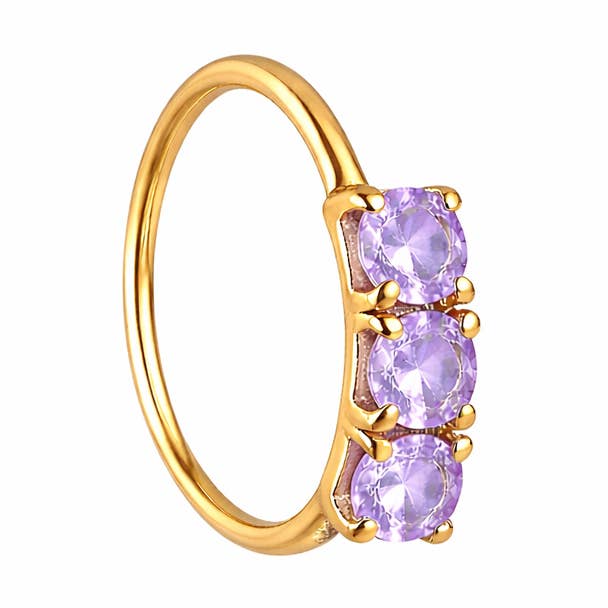 Pink Lilac 3 Stone Gold Nose Ring For Pierced And Non Pierced Nose for wholesale on Faire0