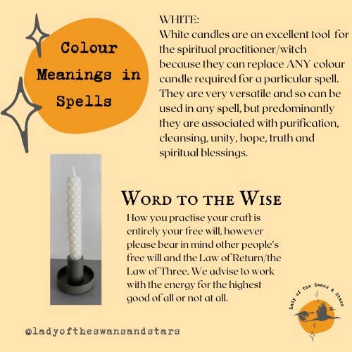 Lady of the Swans & Stars - Wholesale Tapered Candle/Candlestick - Hand-rolled Witch's Beeswax Spell Candle4