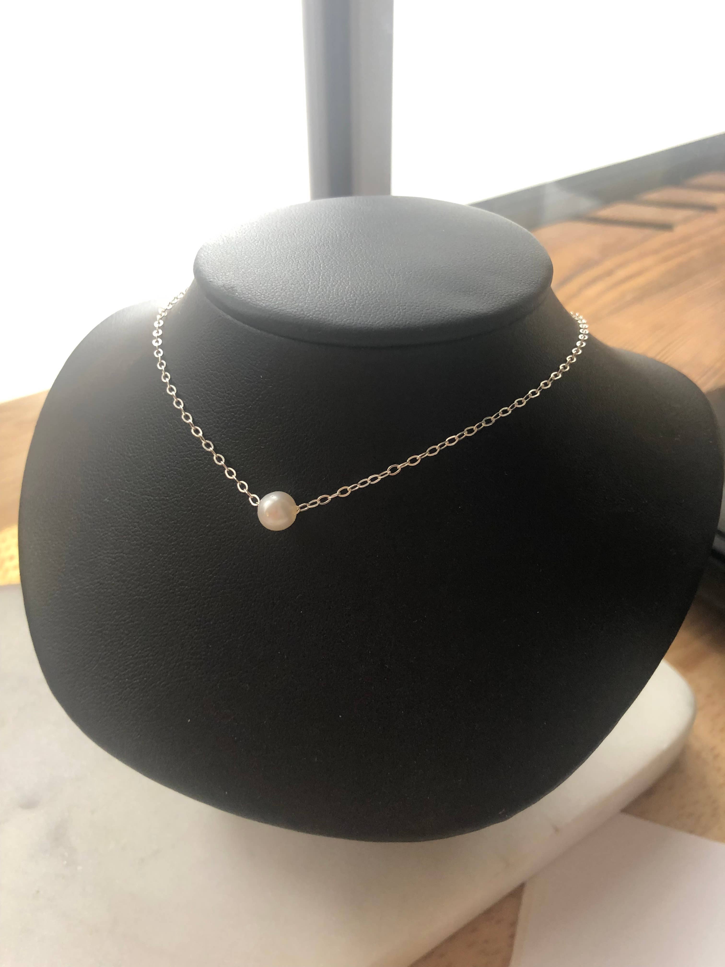 La Soucique Studio Metalsmithing - Wholesale Beaded/Pearl Necklace - Perelle Dainty Floating Pearl Necklace0