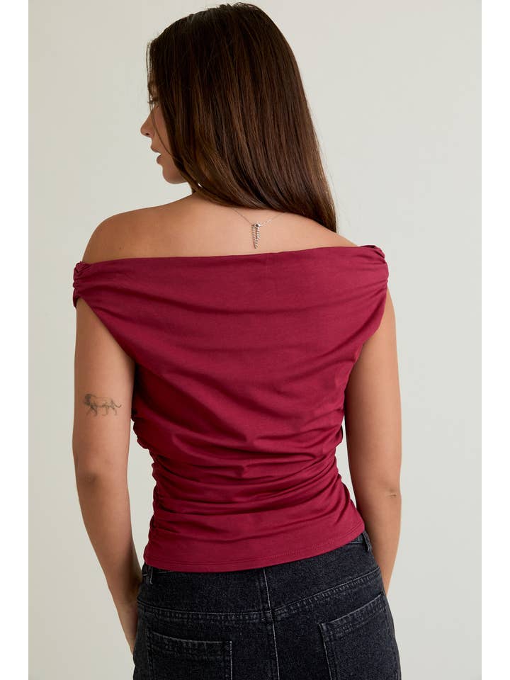 LE LIS - Wholesale Blouse - Women's - OFF THE SHOULDER TOP WITH RUCHING24