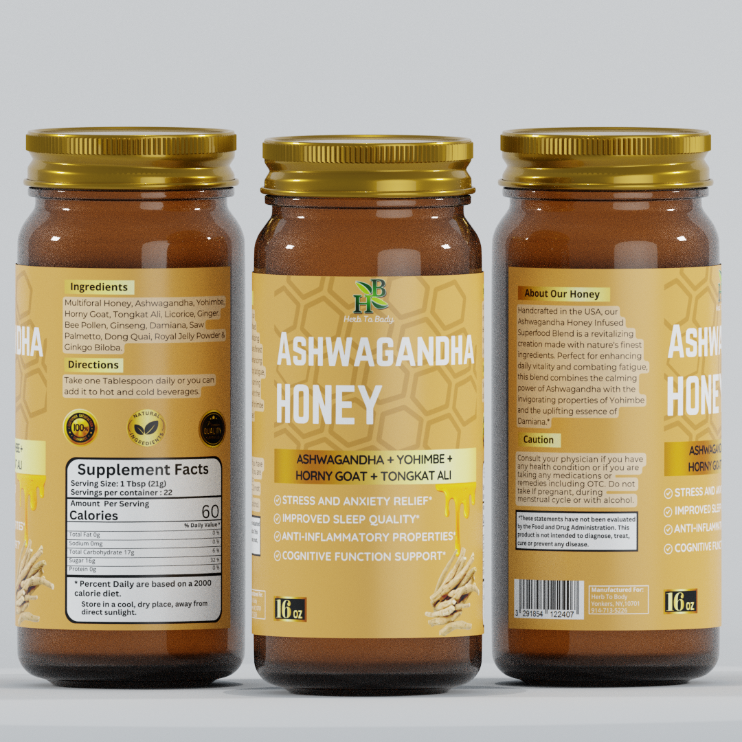 Herb To Body - Vendita all'ingrosso Miele - Miele di Ashwagandha 16oz | Deliziosa Miscela di Miele e Ashwagandha4