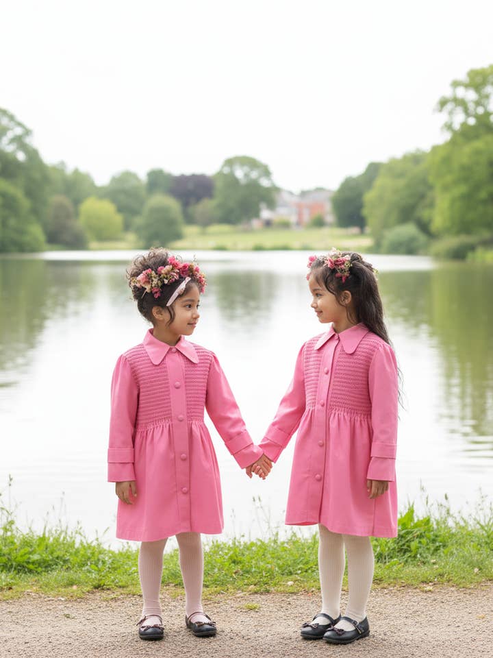 Hello Bebes! - Wholesale Coat - Kids - Pink Corduroy Smocked Coat with Big Buttons1