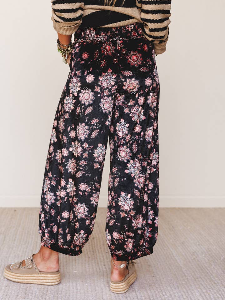 Gather Together Velvet Wide Leg Pants - Black for wholesale on Faire5
