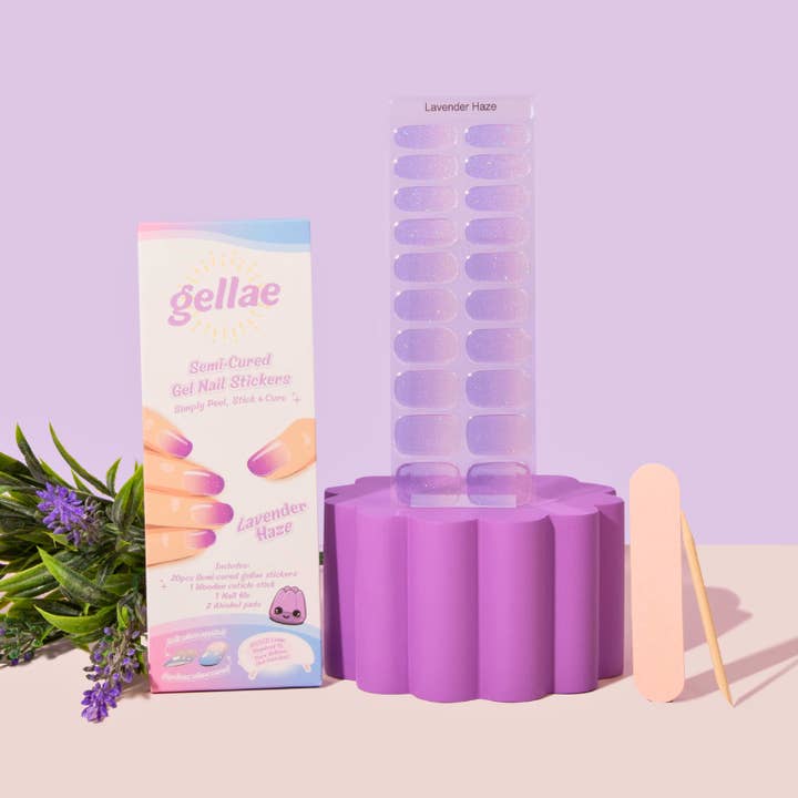 Lavender Haze Shimmer DIY Semicured Gel Nail Sticker Kit (LIMITED EDITION) for wholesale by Gellae