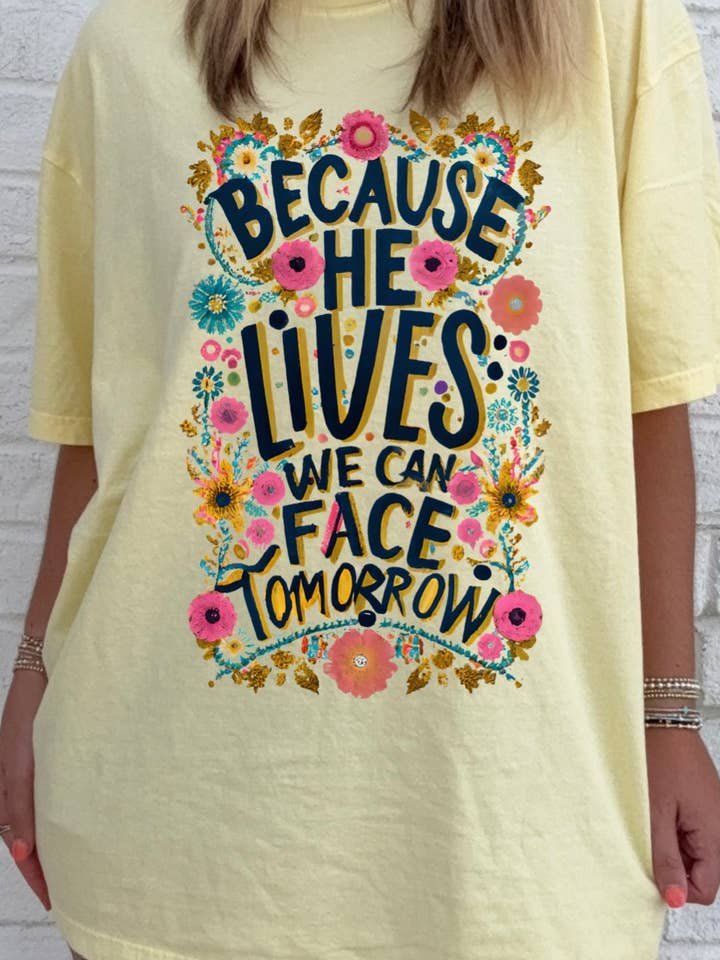 Because He Lives Tee for wholesale by Ace of Grace
