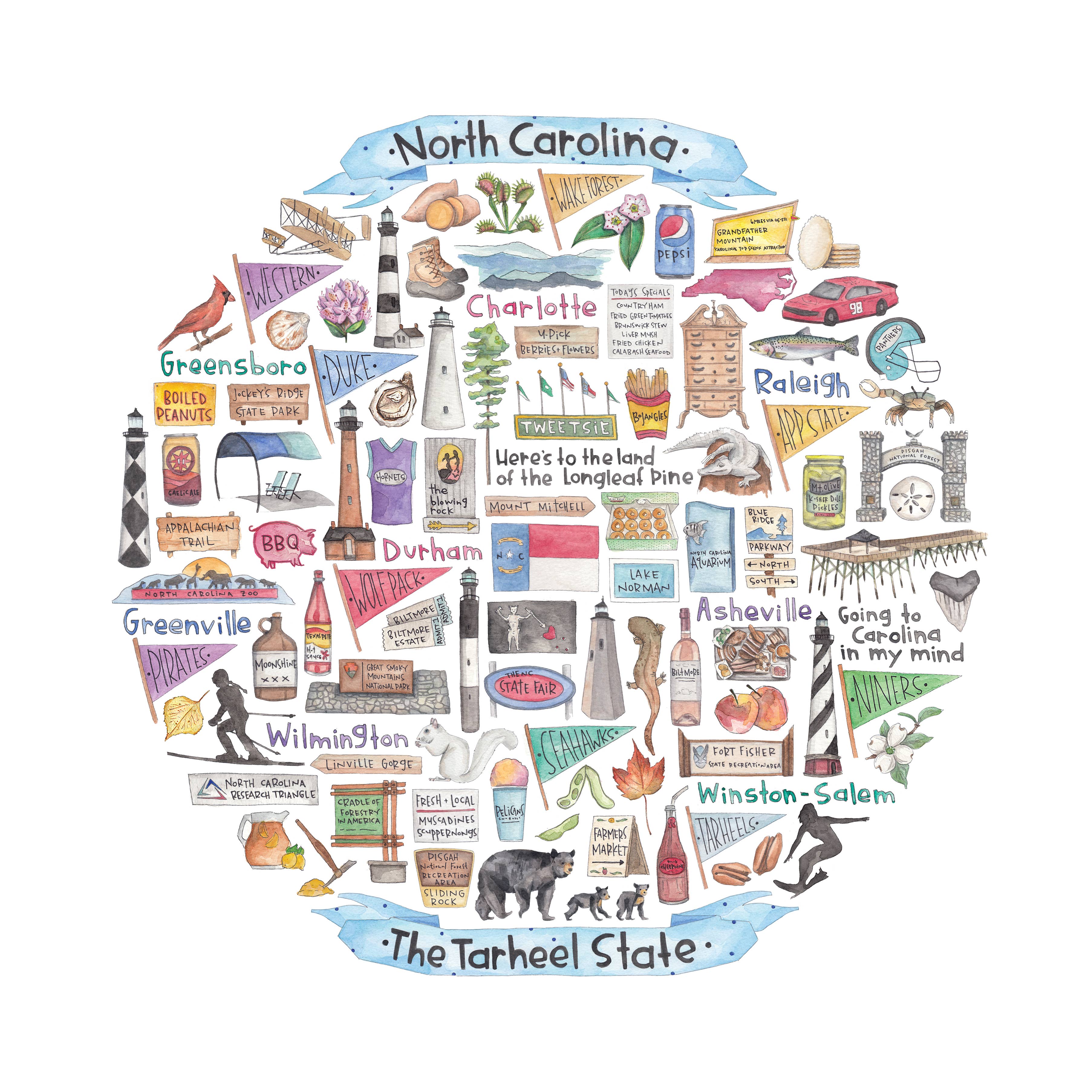 Green Blanky Studio - Wholesale Stationery/Notecard Set - North Carolina Icon Watercolor Notecard1