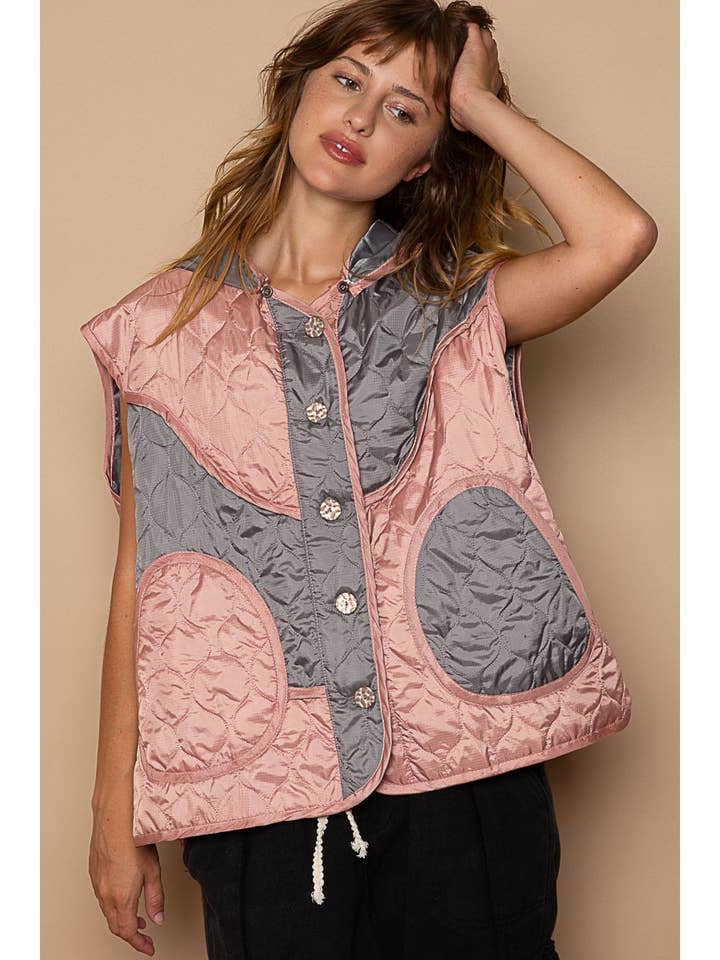 Quilted casual vest jacket SALE for wholesale by Pol Clothing