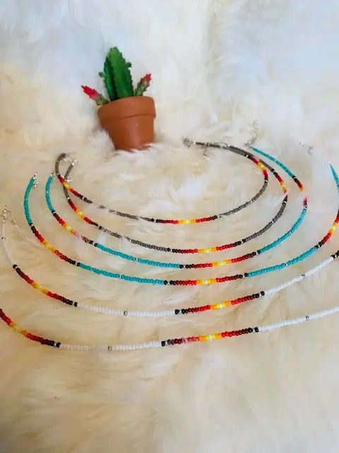 Wild Hancock Creations – Gargantilha/coleira por atacado – Gargantilhas de grão de sementes Fire Colors 4