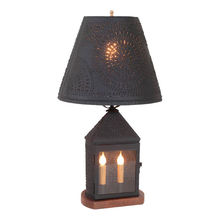 Harbor Lamp in Textured Black with Metal Empire Shade for wholesale by Irvin's Tinware