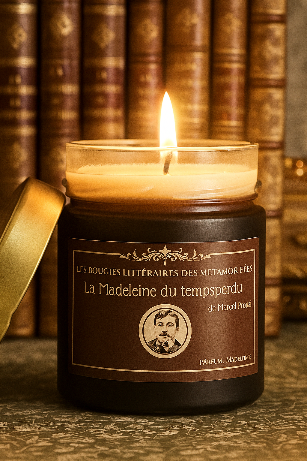 Les Métamor'Fées – Großhandel Kerze im Glas / gefüllte Kerze – Literarische Kerze Die Madeleine von M Proust Bestseller2