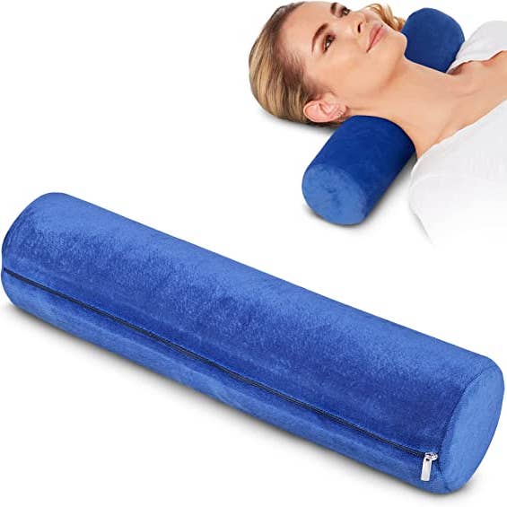 Round Cervical Roll Cylinder Bolster Pillow, Blue for wholesale by AllSett Health