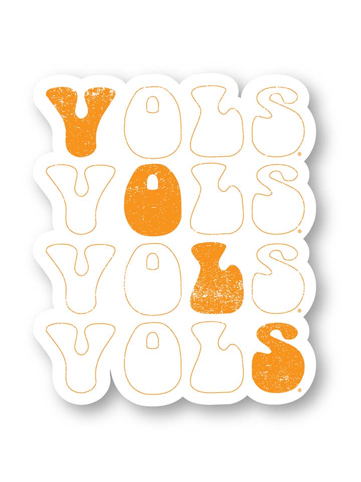 Tennessee Groovy "VOLS" Stacked Sticker for wholesale by Southern Made Tees