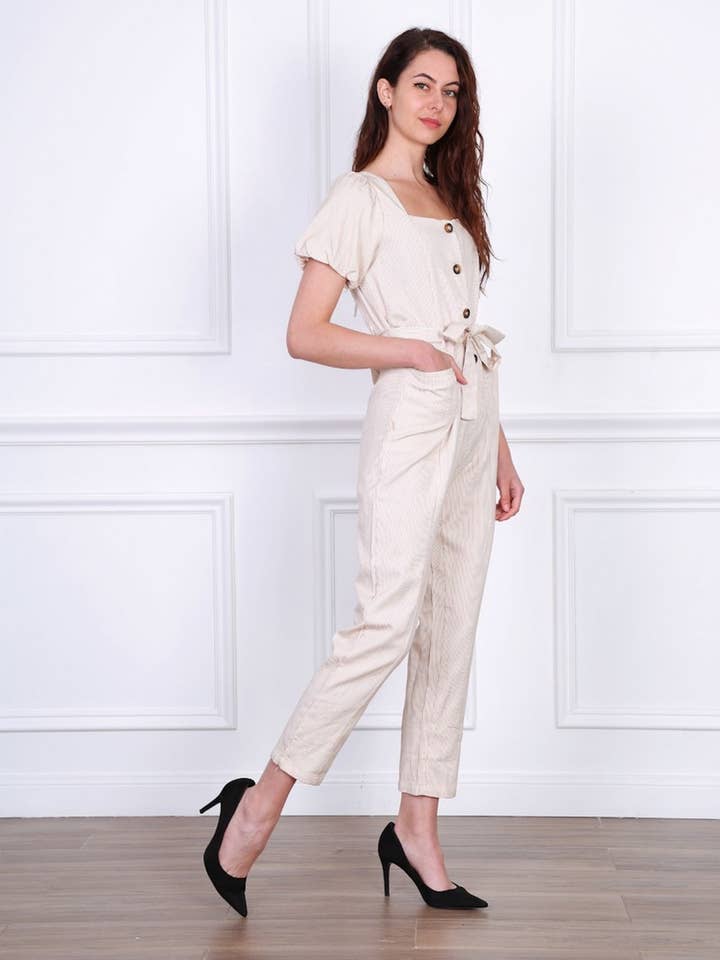 Daphnea – Engroshandel Jumpsuit - Dame – 30930 STRIBET BUKSEDRAGT