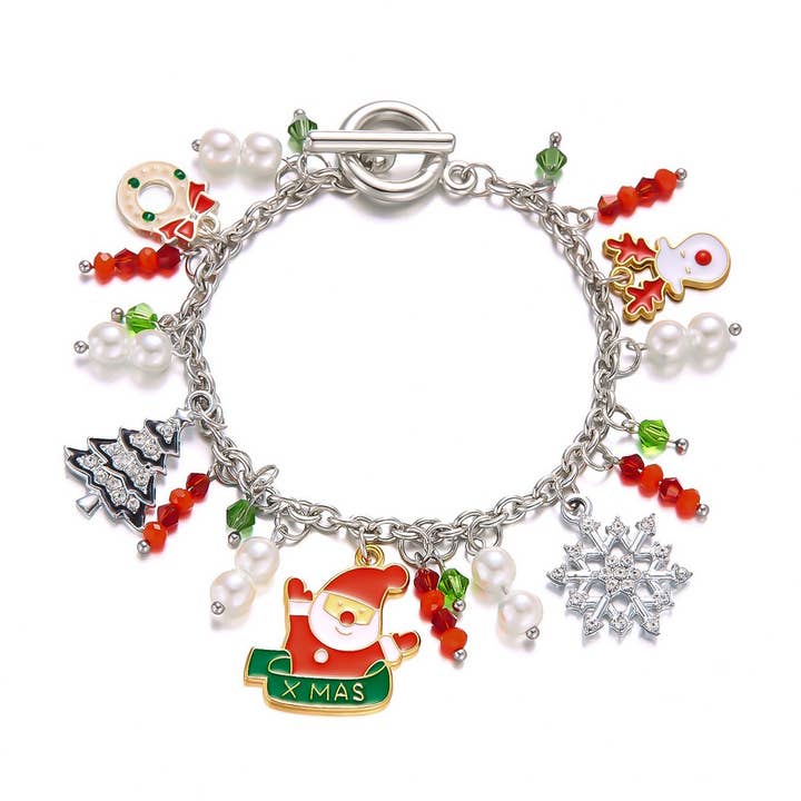 NINEXIS - Wholesale Jewelry Set - CWAJE2512_SANTA CLAUS RICE BEAD PENDANT BRACELET