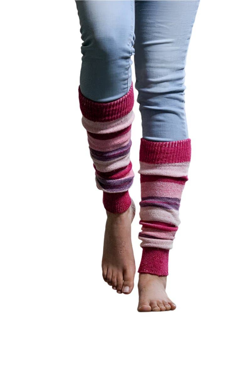 Sierra Socks - Wholesale Legwarmers - Women's - Girl's Stripe Lambswool Knee Hi Leg Warmers W4245