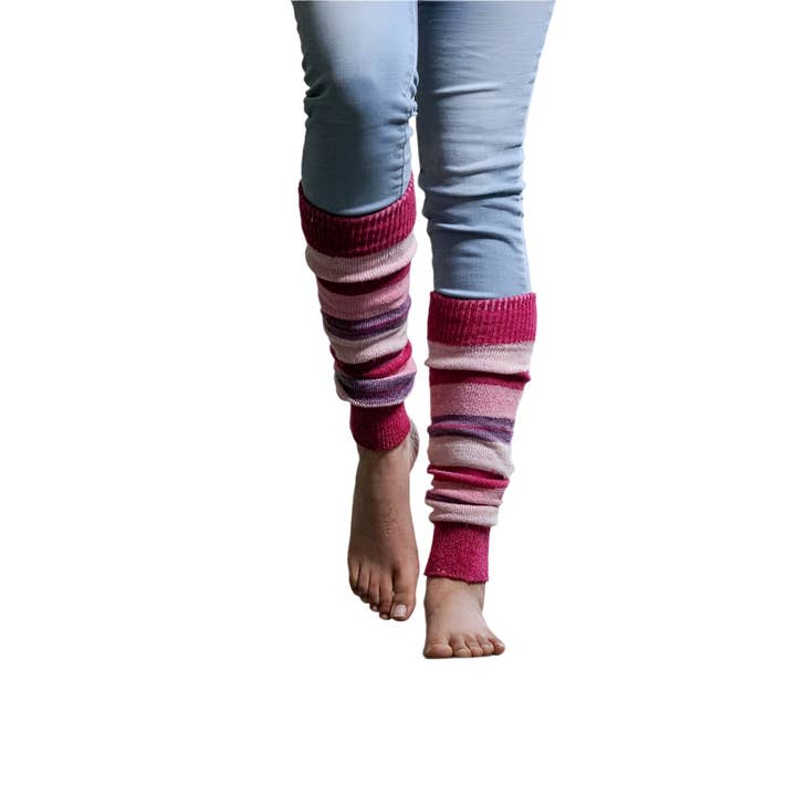 Sierra Socks - Wholesale Legwarmers - Women's - Girl's Stripe Lambswool Knee Hi Leg Warmers W4245