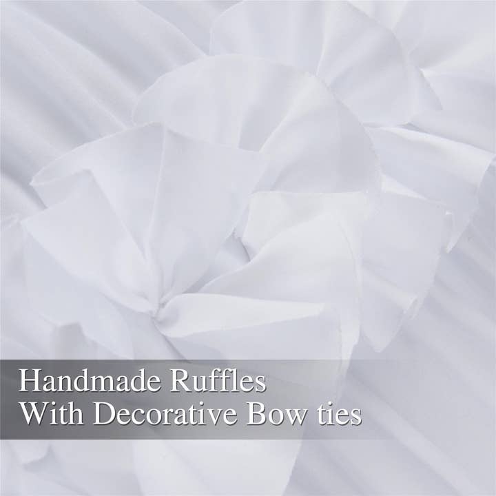 HIG - Wholesale Curtain - Farmhouse Ruffle Window Curtains with Blackout Liner Handmade Bow Ties Drapes 2 Panels Set, 54"W x 84"L4