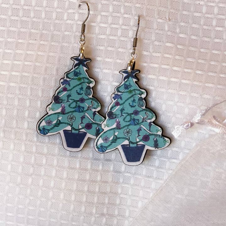 Kystnære juletræ øreringe,, strand elsker håndlavet gave for engroshandel hos Katekreates