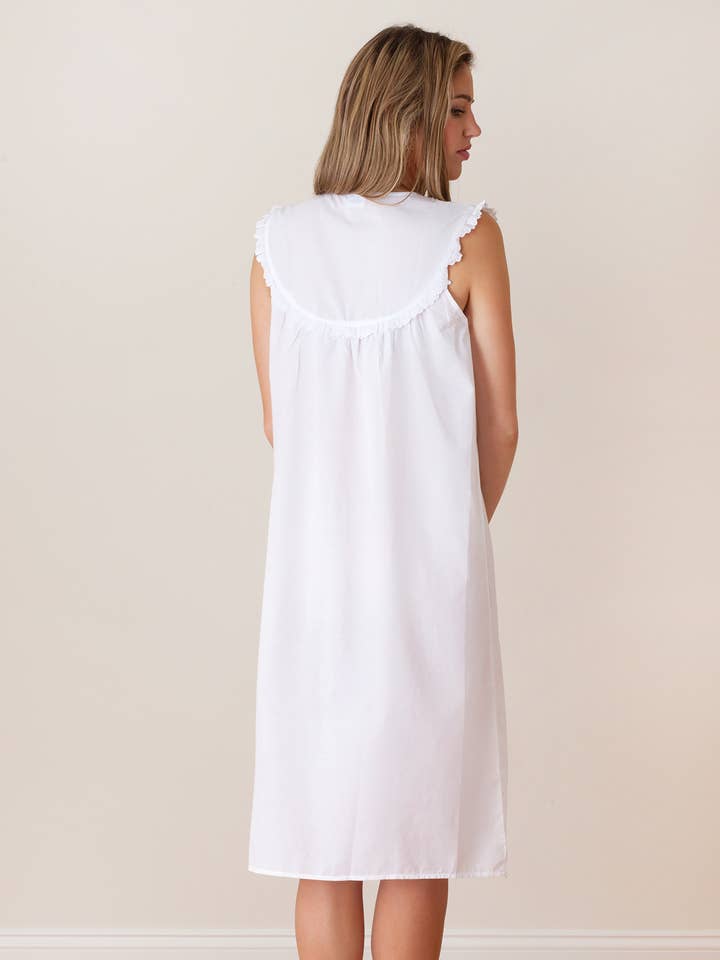 Jacaranda Living - Wholesale Nightgown - Women's - Eloise White Cotton Nightgown