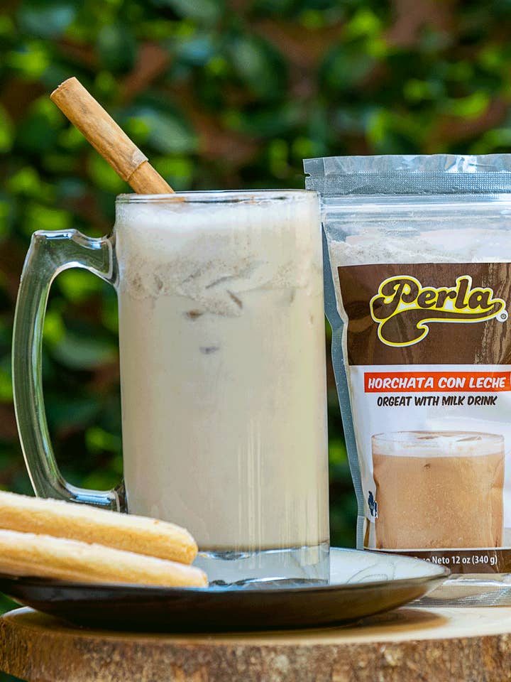 Perla Orgeat with Milk Drink Mix (Horchata con Leche) 12 oz, Single Pouch for wholesale by Amerisal Foods
