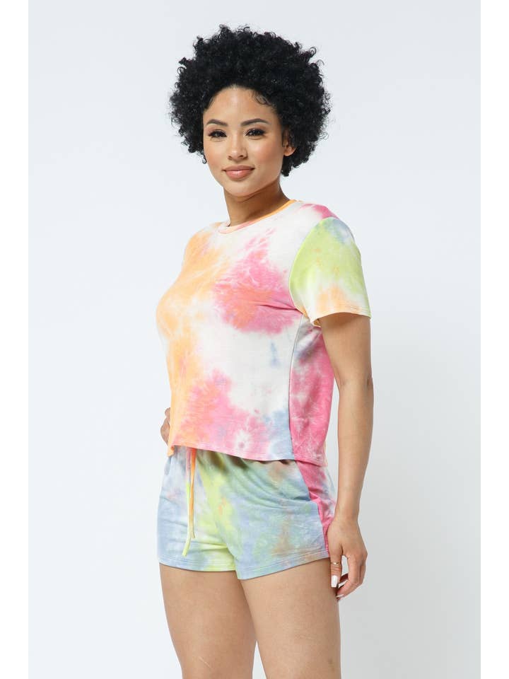 Black Tie Dye Top and Matching Short Set for wholesale on Faire4