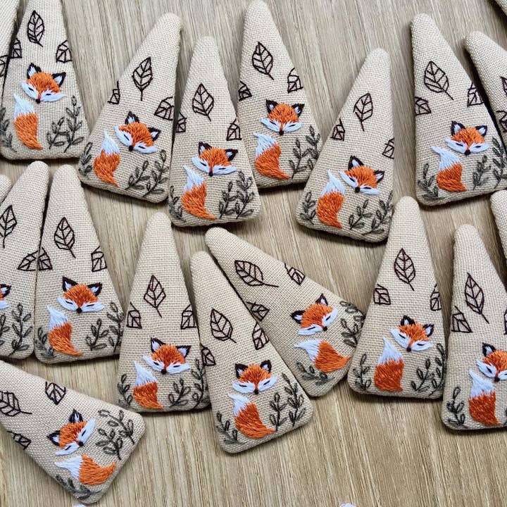 Fox Embroidered Hair Barrette 🪡 for wholesale by Quince Fables