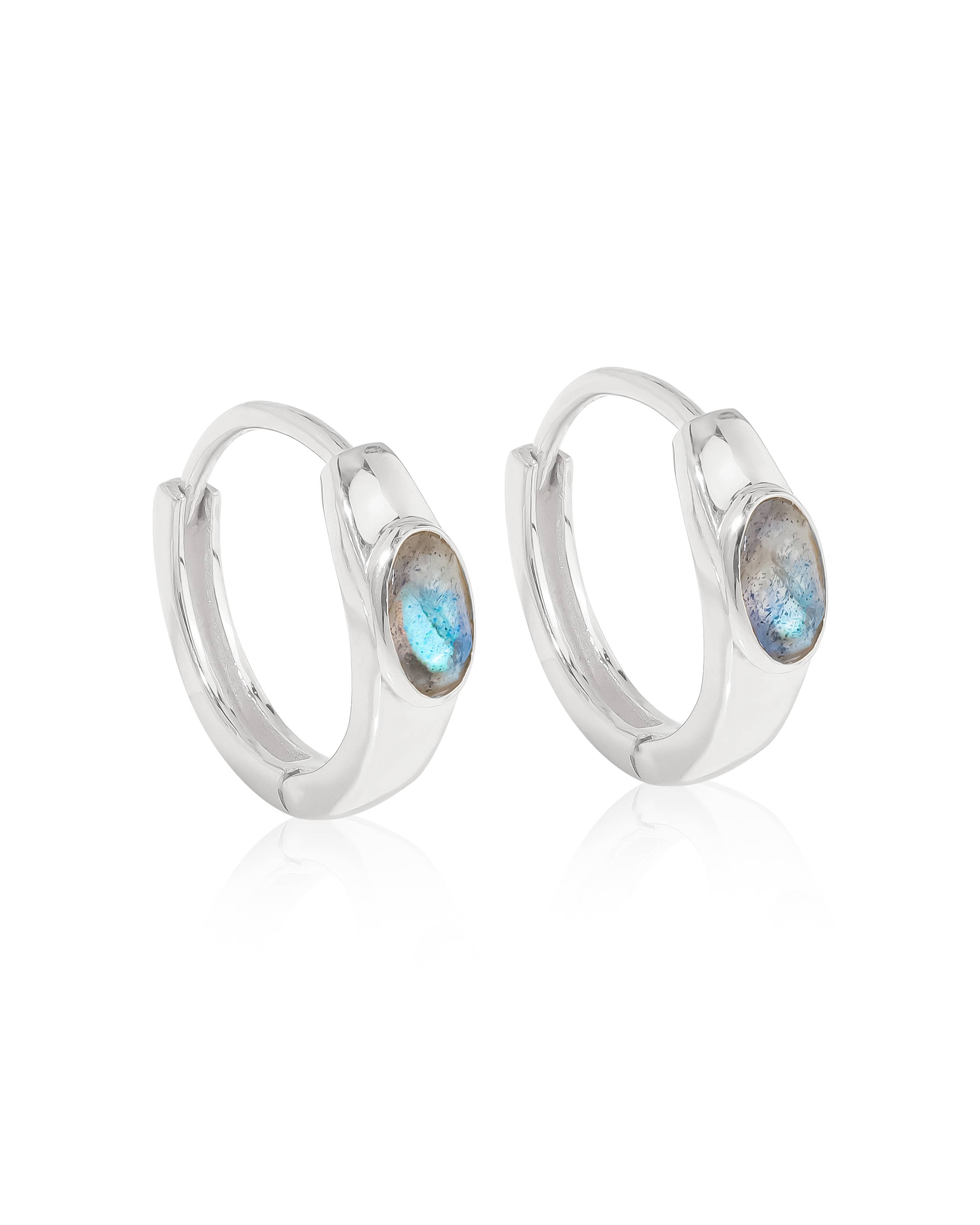 Tiramisu - Wholesale Hoop Earrings - 925 Sterling Silver Labradorite Gemstone Hoop Earring