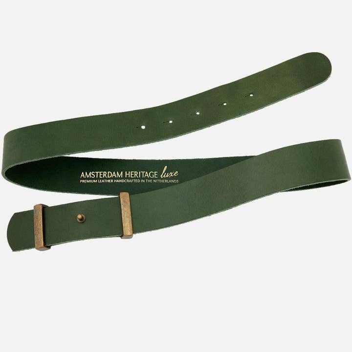 Amsterdam Heritage Leather Belts, Bags, Jackets & Apparel - Wholesale Belt - Women's - MADE TO ORDER Jip | Gold Buckleless Leather Belt Women