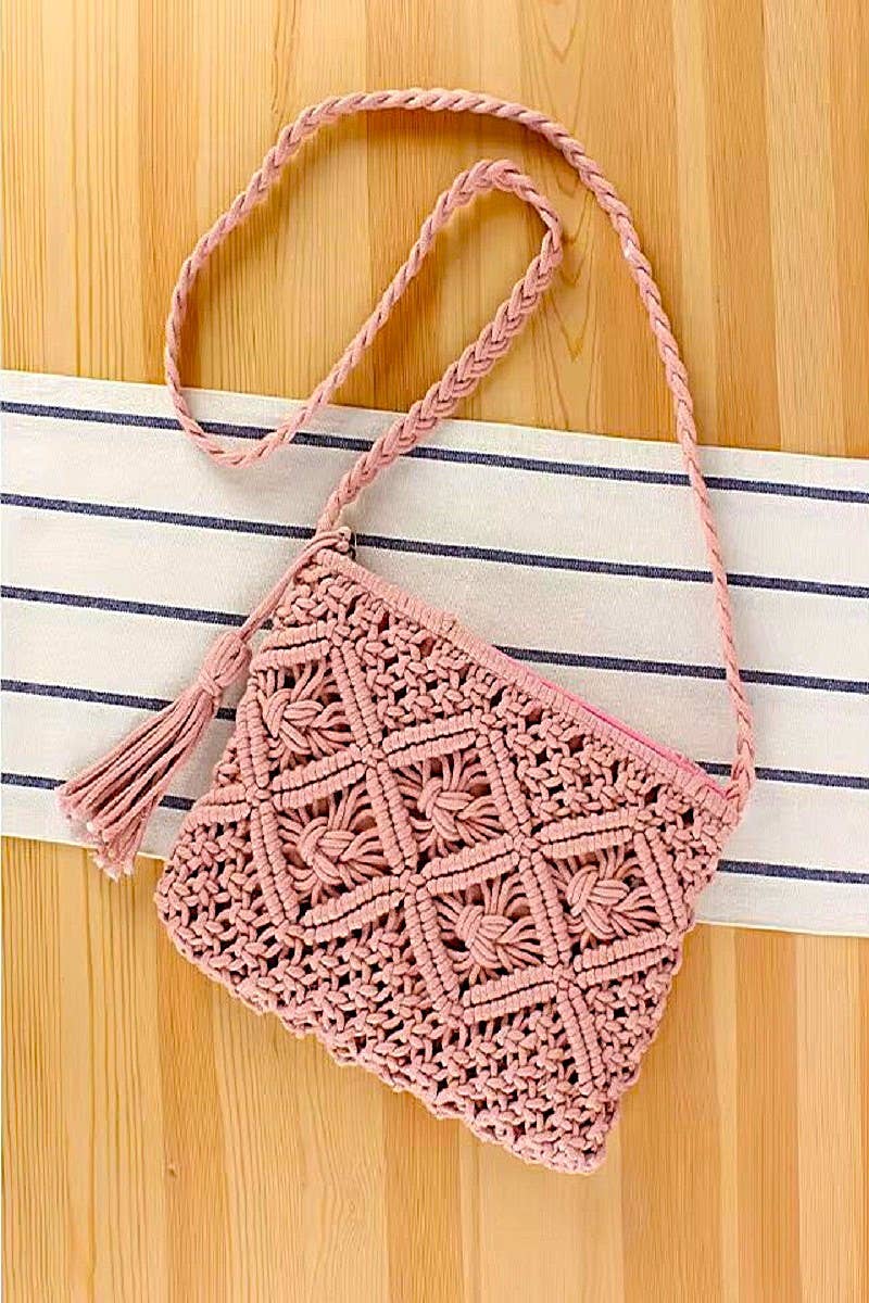 42POPS - Venta al por mayor Bolso con correa - Mujer - ",..Bolso de Hombro de Crochet con Borla Bohemia5