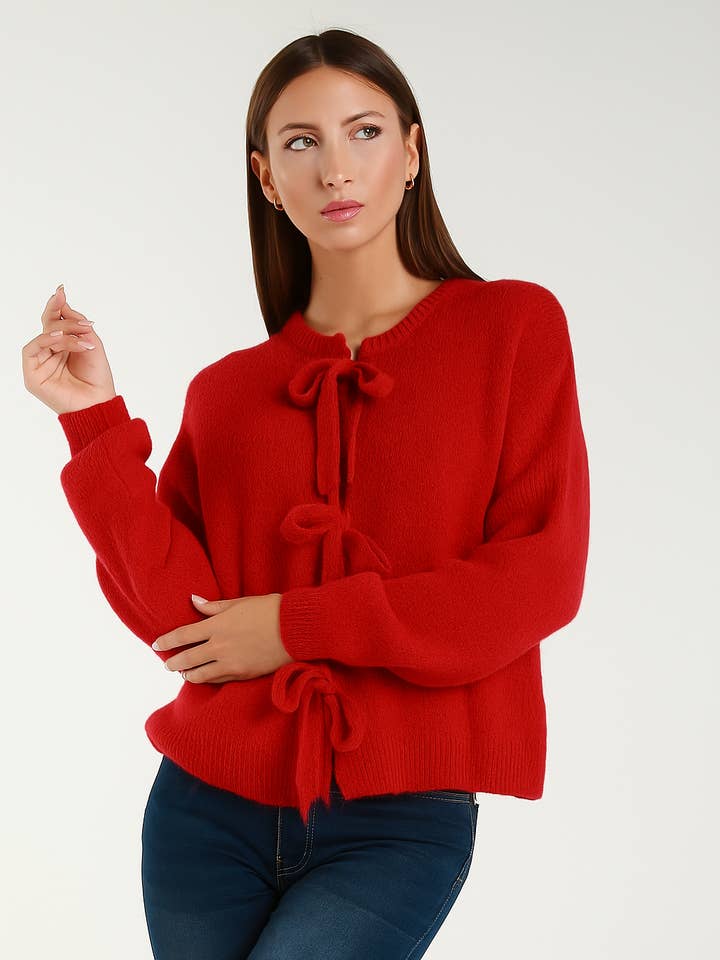 TAMBA - Wholesale Cardigan - Women's - Baby alpaca cardigan with bow closure10