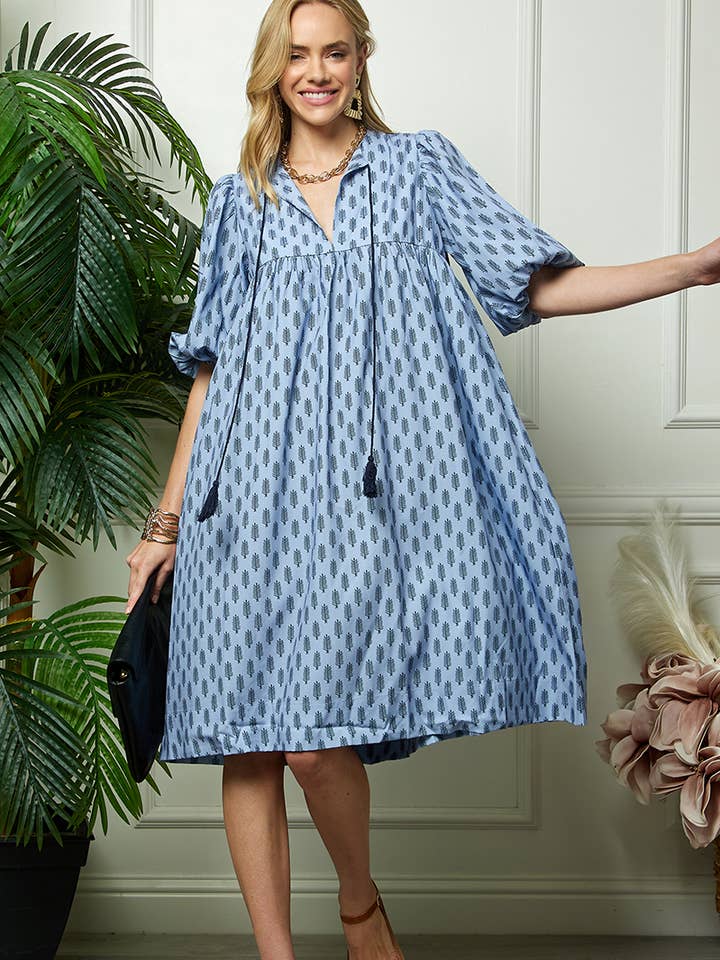 Bedrucktes Kleid mit Puffärmeln für den Großhandel von Cezele