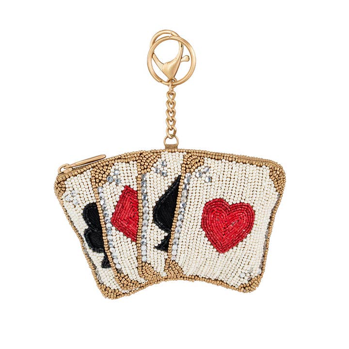 Mary Frances Accessories - Wholesale Coin Purse - Women's - Let's Play Beaded Playing Cards Coin Purse/Key Fob
