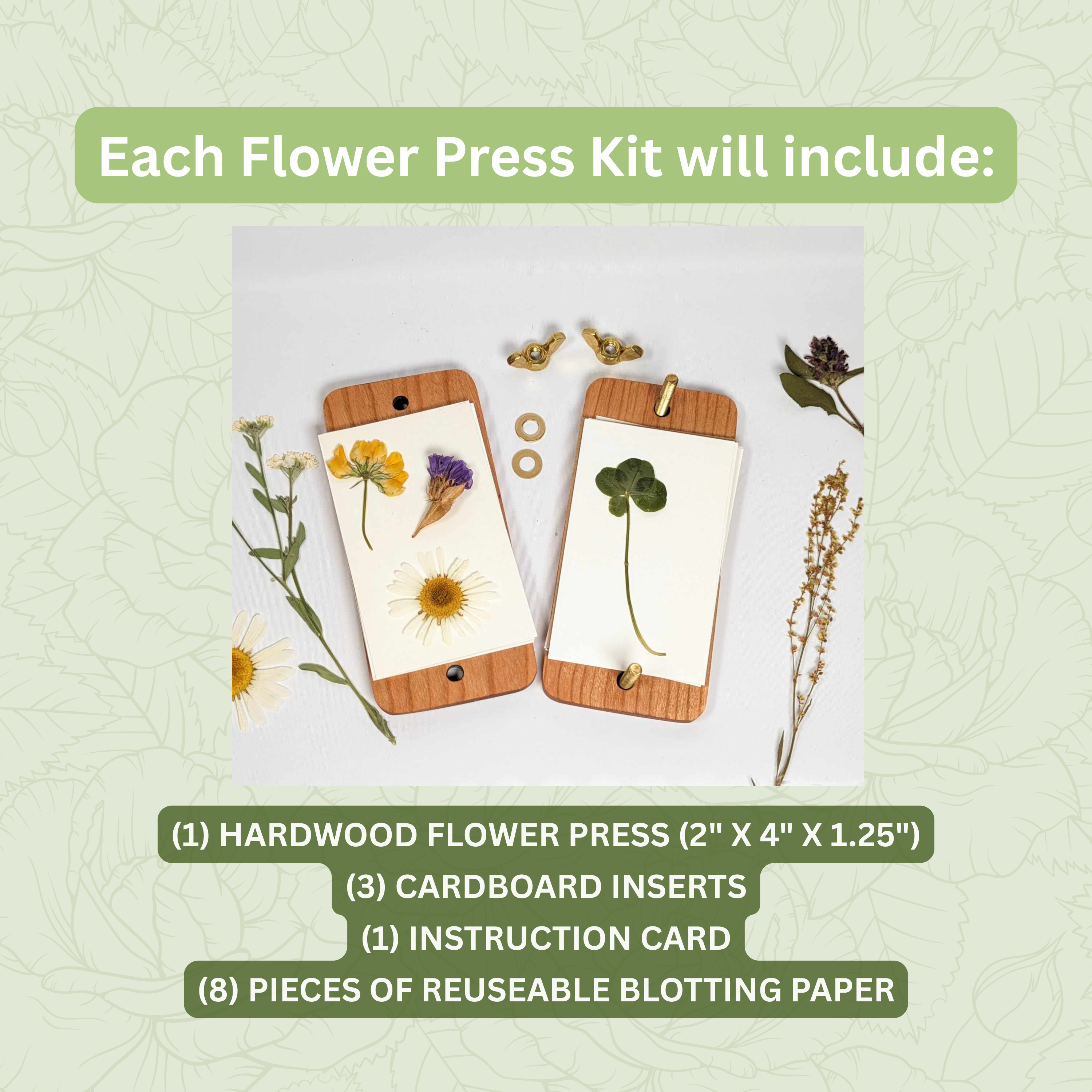 Macon Makes - Wholesale DIY Craft Kit - Pocket Sized Flower Press With Bee Design| 2"x4"6