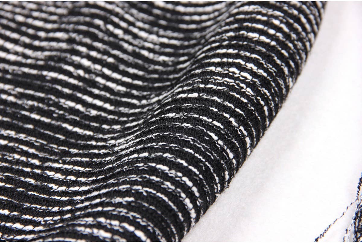 Black DR062 Women Shiny Detail Tweed Fringed Dress for wholesale on Faire6